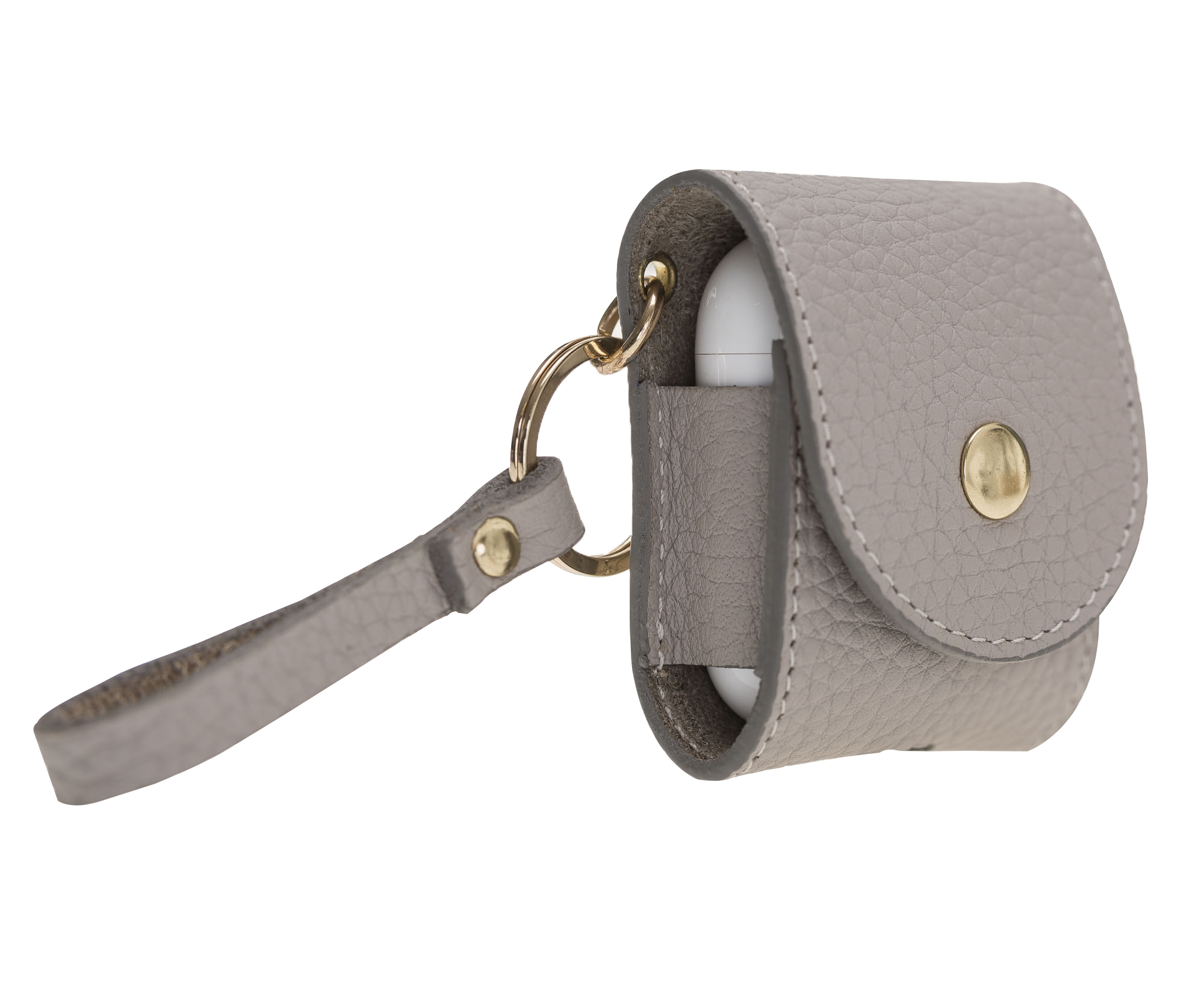 Apple AirPods 2.nesil Uyumlu Deri Kılıf Mai Snap ERC3 Bej - Görsel 2