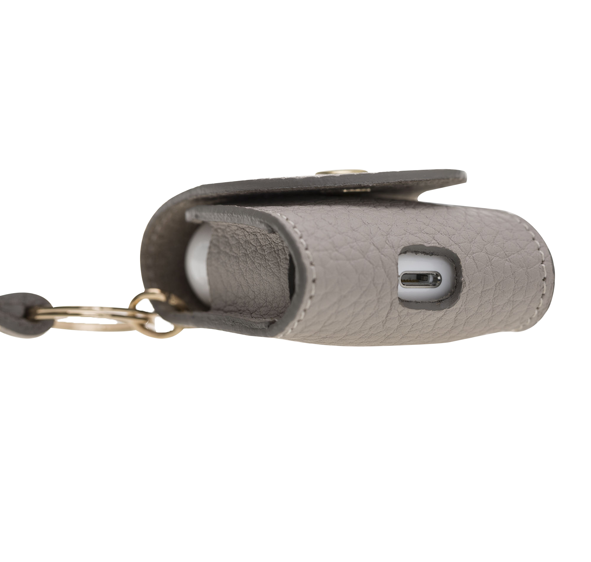 Apple AirPods 2.nesil Uyumlu Deri Kılıf Mai Snap ERC3 Bej - Görsel 4