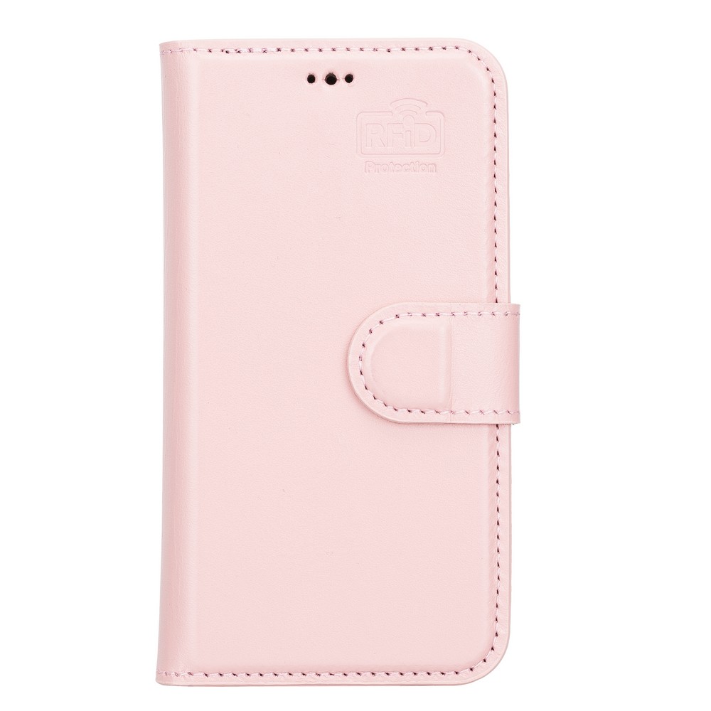 Apple iPhone 13 Mini Uyumlu Deri Cüzdanlı Kılıf NU2 Pembe - Görsel 4