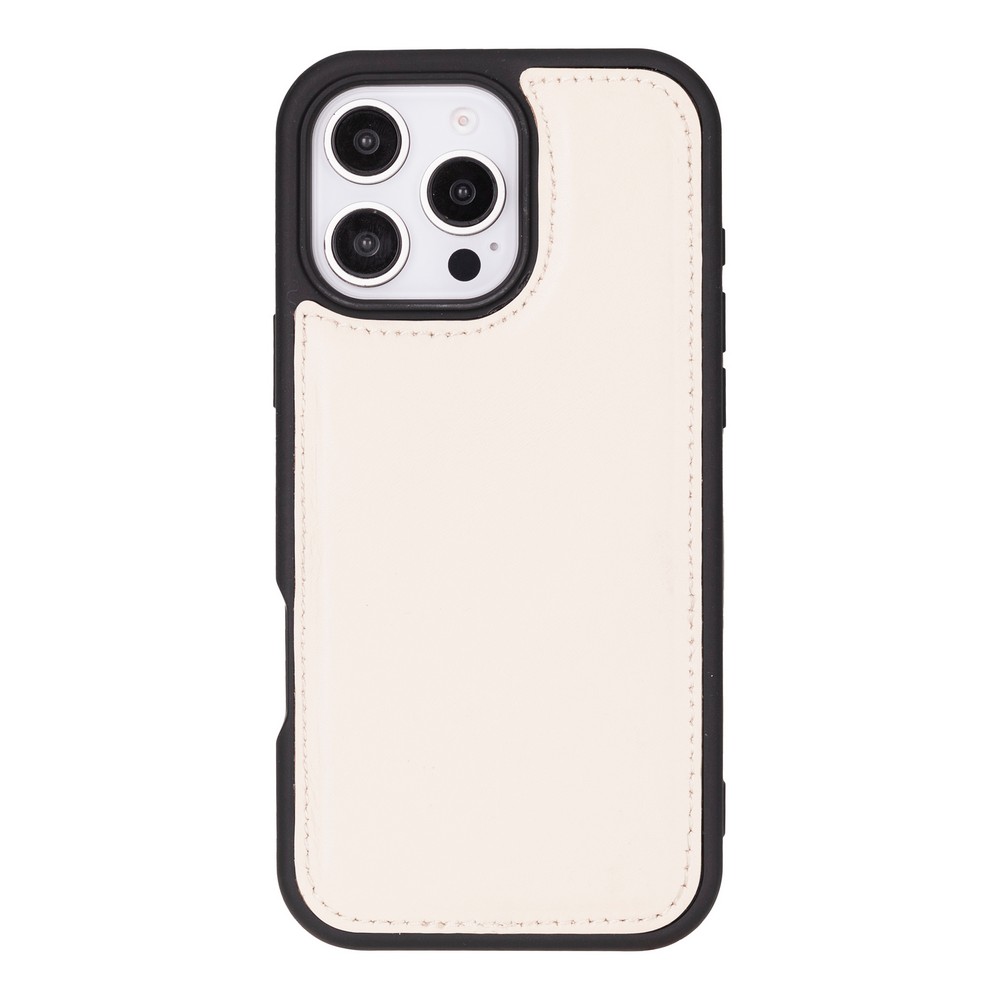 Apple iPhone 16 Pro uyumlu, Hakiki Deri, El Yapımı, Cüzdanlı Kılıf, Krem Renk - Görsel 4