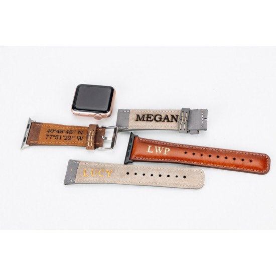 Apple Watch Uyumlu Deri Kordon 42-44-45mm NM3-AS3 Kahve - Görsel 4