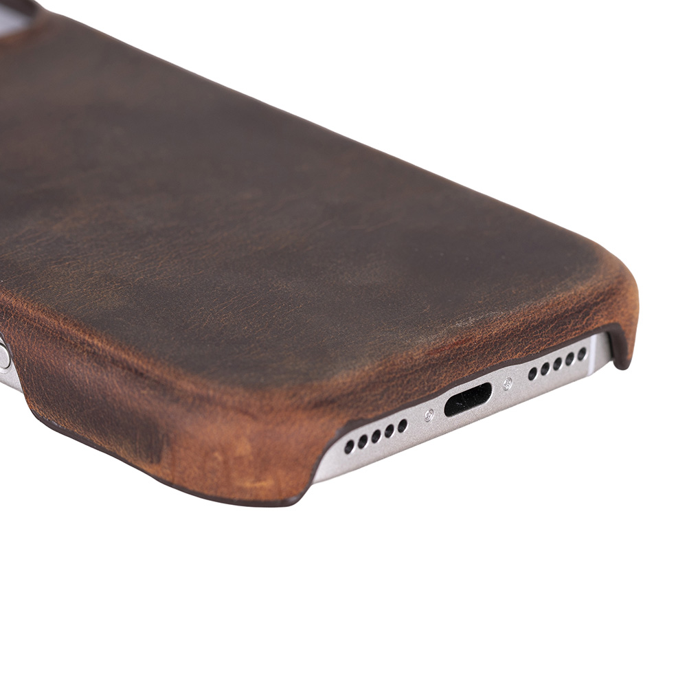 Apple iPhone 17 için, Hakiki Deri, El Yapımı Kılıf, Magsafe ile uyumlu, İç Yüzeyi Kadife,Antik Kahve - Görsel 3